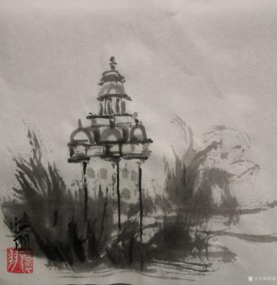 怀羽日记-怀羽 水墨碉楼 国画  大写意画【图5】