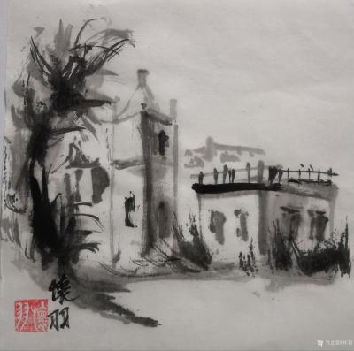怀羽日记-杯羽水墨碉楼中国画山水画【图5】