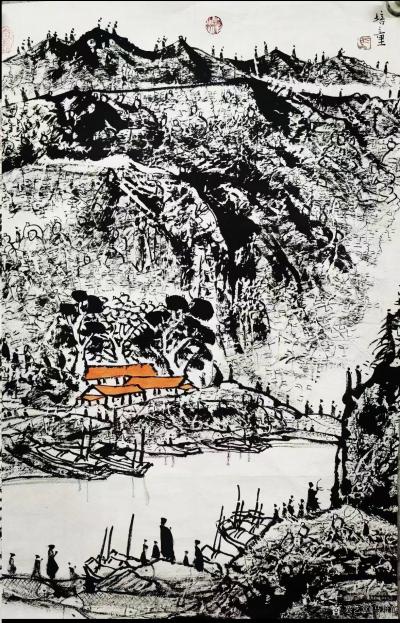 马培童日记-《马氏焦墨画》艺术之路
《马氏焦墨画》独创〈刻石皴〉法，和〈新岩画〉《人面皴》【图1】