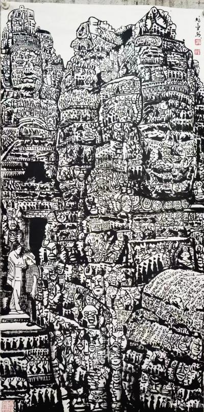 马培童日记-《马氏焦墨画》艺术之路
《马氏焦墨画》独创〈刻石皴〉法，和〈新岩画〉《人面皴》【图3】