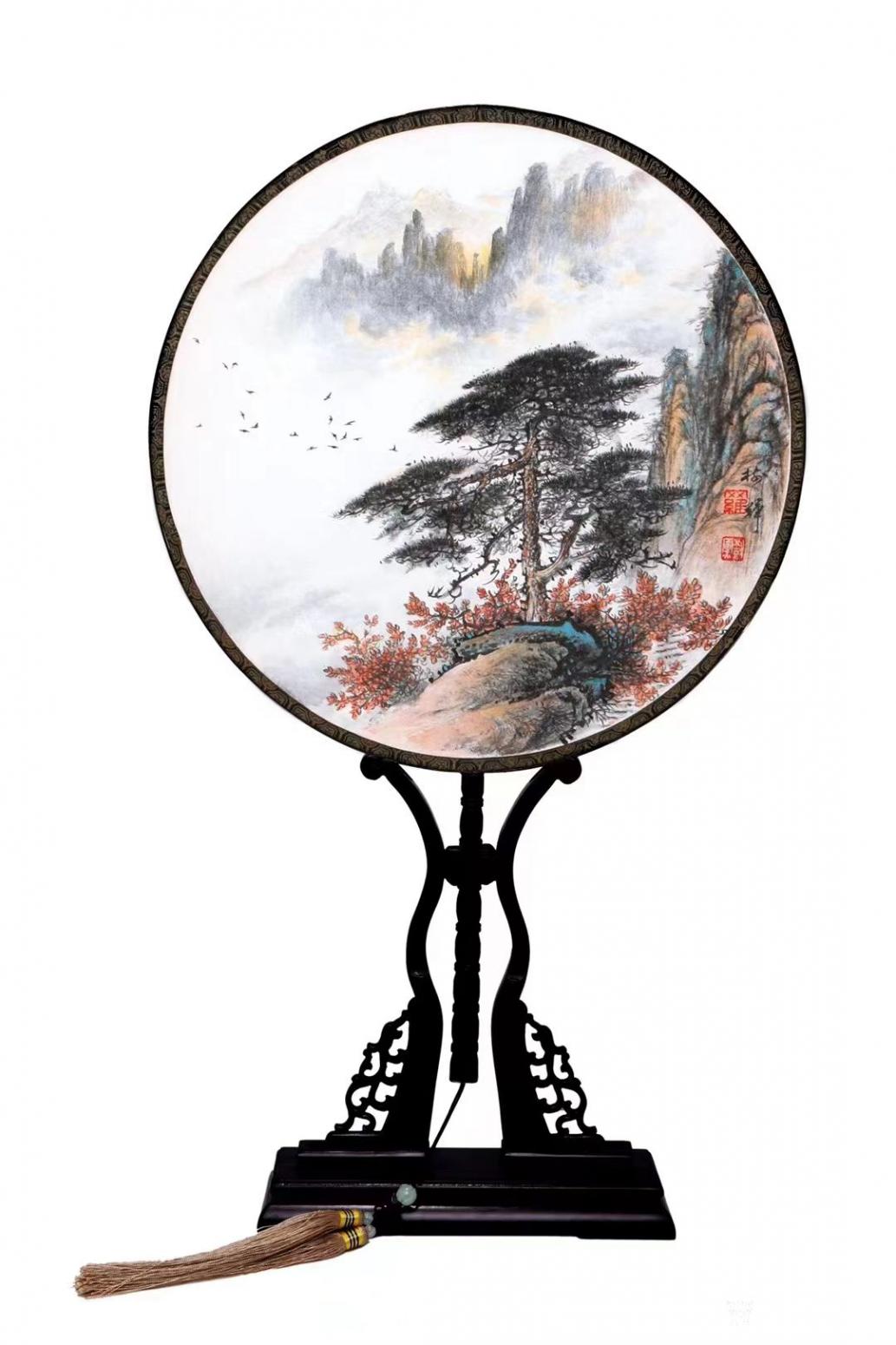 罗树辉国画作品《绢材团扇山水画1》【图0】