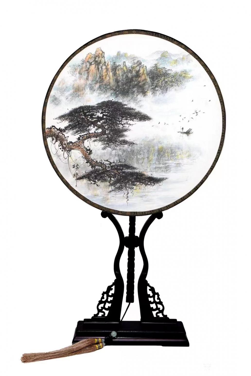 罗树辉国画作品《绢材团扇山水画4》