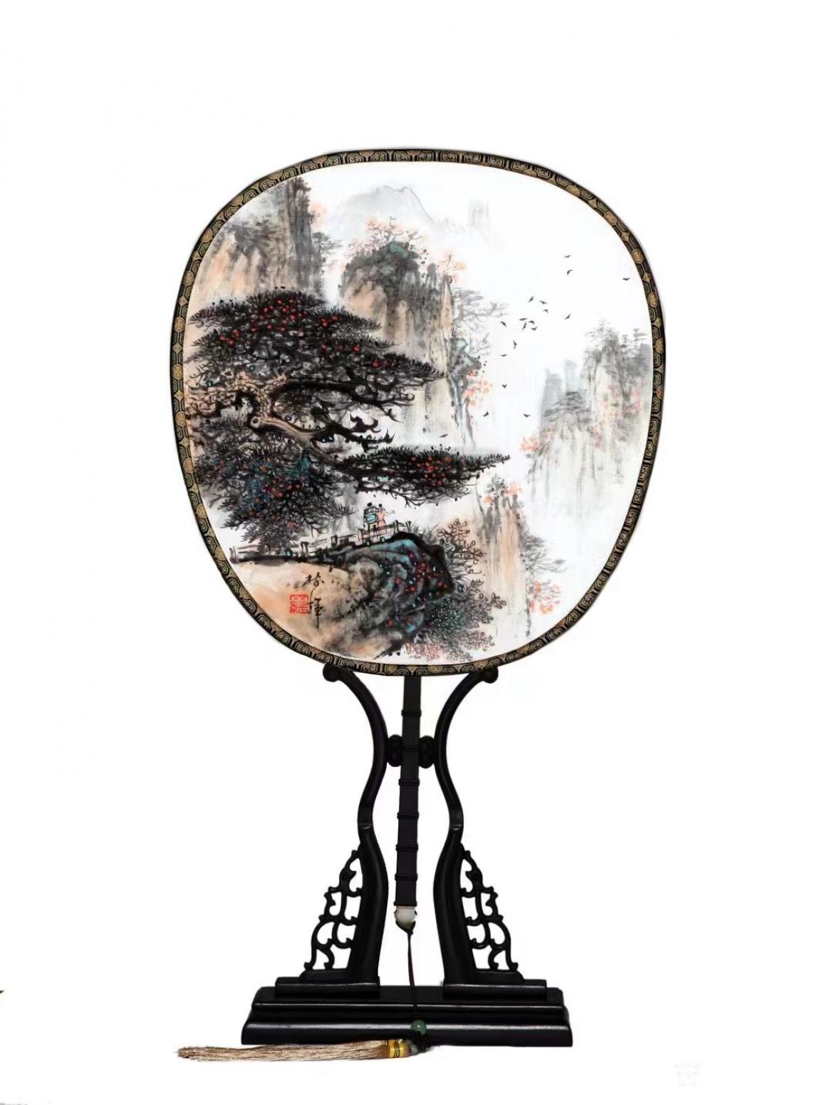 罗树辉国画作品《绢材团扇山水画5》