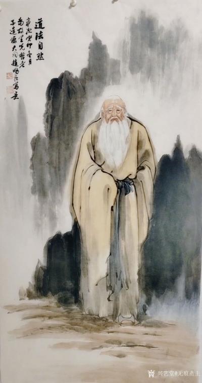 无痕斋主生活-国画人物画老子系列作品《道法自然》《大道至简》，赵鹏飞的老子画像耐人寻味，笔未到【图1】
