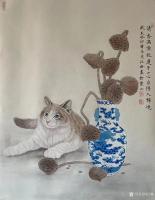 艺术家汪林日记:国画工笔画可爱猫猫系列作品欣赏，汪林葵卯年工笔画作品。【图0】