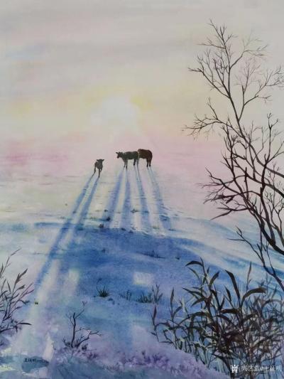 王征明日记-王征明国画水意画作品《寒色不遮万山翠》39x45㎝；《品秋》，《真趣》。
中国【图2】