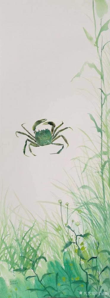 王征明日记-王征明国画水意画作品《寒色不遮万山翠》39x45㎝；《品秋》，《真趣》。
中国【图4】