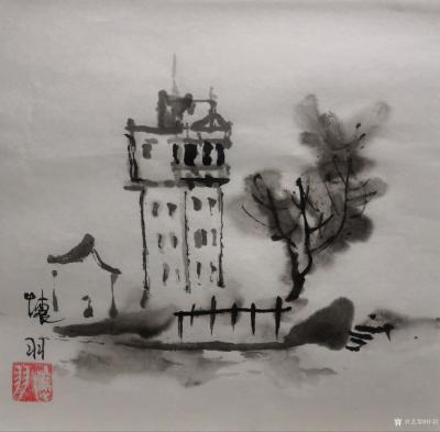 怀羽日记-怀羽水墨画中国画水墨碉楼【图7】