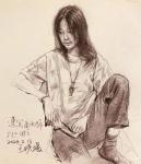 王晓鹏日志-速写作品《陈先生》；
速写作品：本家女孩广西师大田田
速【图2】