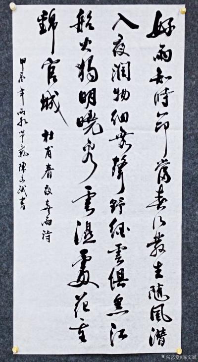 陈文斌日记-书法家陈文斌书于雨水节气！杜甫《春夜喜雨》：好雨知时节，当春乃发生，随风潜入夜，【图1】