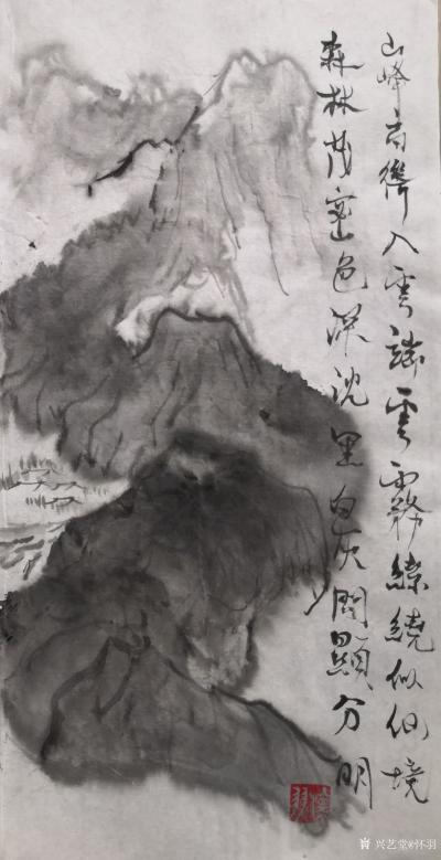 怀羽日记-黄仍彬通过破墨技法展现画面动感的方式非常独特且富有创新性。他巧妙地运用墨色的浓淡【图4】