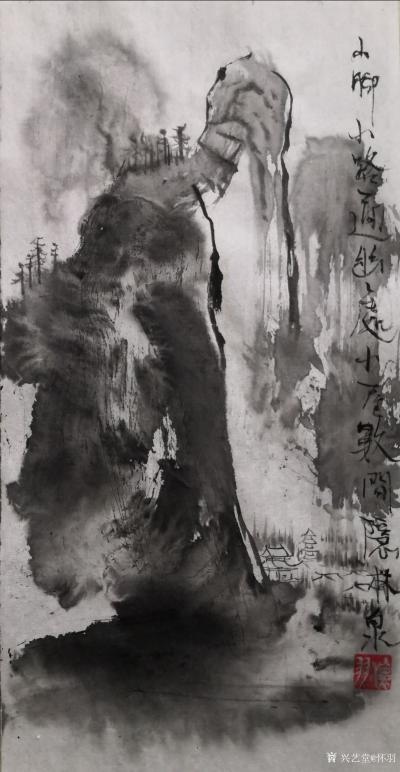 怀羽日记-在怀羽黄仍彬的作品中，干湿墨法的运用得到了淋漓尽致的体现。他巧妙地将墨色的干湿变【图1】