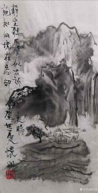 怀羽日记-怀羽水墨山水画：中国画里的独特印记与唯一性

在中国画的浩瀚星空中，怀羽的水【图9】