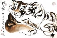 艺术家张近生日记:张近生国画老虎系列作品欣赏。
画虎虽成白发翁，
老夫依旧【图1】