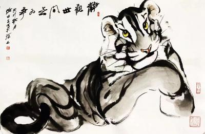 张近生日记-张近生国画老虎系列作品欣赏。
画虎虽成白发翁，
老夫依旧仰大风。
世情百态【图3】