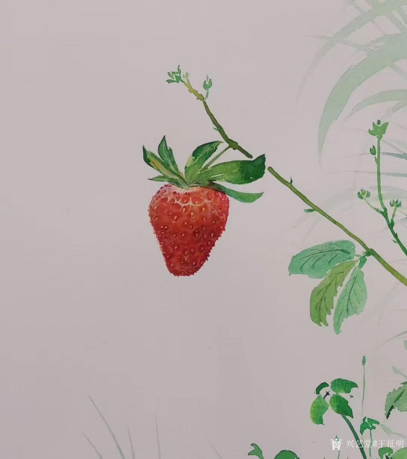 王征明国画作品《水意画万绿之中一点红》【图1】