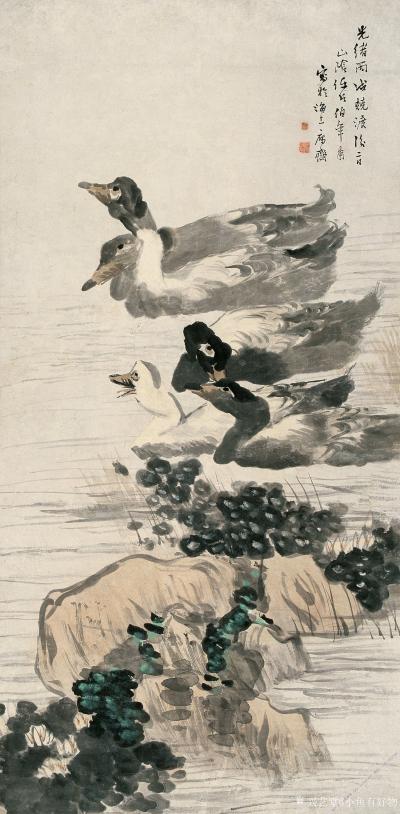 小鱼有好物日记-春江戏水　灯下观书　二祖调心图　花丛双猫　明-蓝瑛-秋色梧桐图【图1】