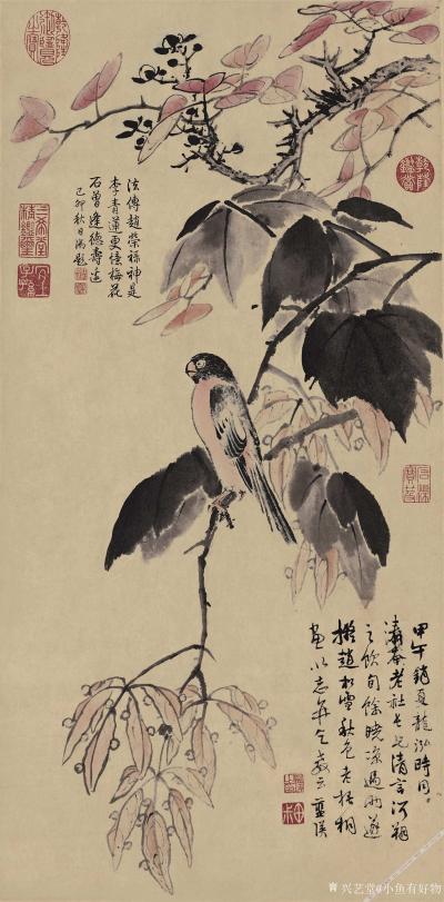 小鱼有好物日记-春江戏水　灯下观书　二祖调心图　花丛双猫　明-蓝瑛-秋色梧桐图【图5】