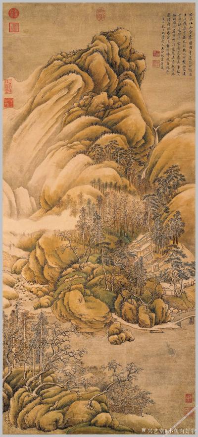 小鱼有好物日记-近现代-傅儒-暮烟归来图轴-丛林遇雨图轴  仿明皇幸蜀图  近现代-赵之谦牡丹 【图5】