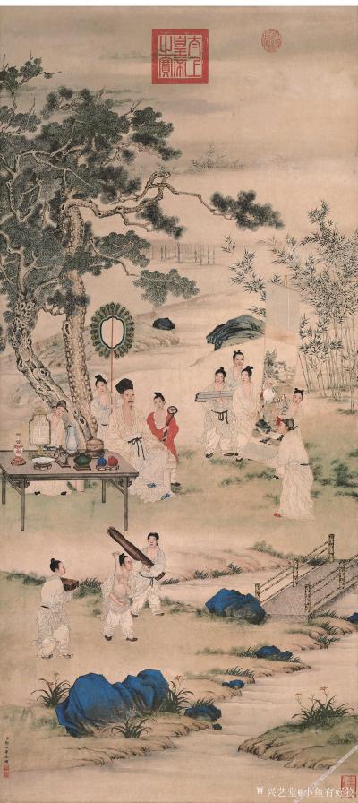 小鱼有好物日记-清-郎士宁-八骏图２　-弘历观画图-花阴双鹤-平安春信图-瑞谷图-午瑞图轴【图3】