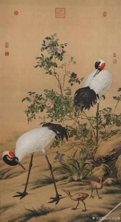 小鱼有好物日记-清-郎士宁-八骏图２　-弘历观画图-花阴双鹤-平安春信图-瑞谷图-午瑞图轴【图4】