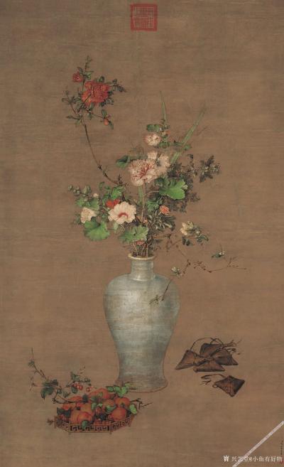 小鱼有好物日记-清-郎士宁-八骏图２　-弘历观画图-花阴双鹤-平安春信图-瑞谷图-午瑞图轴【图7】