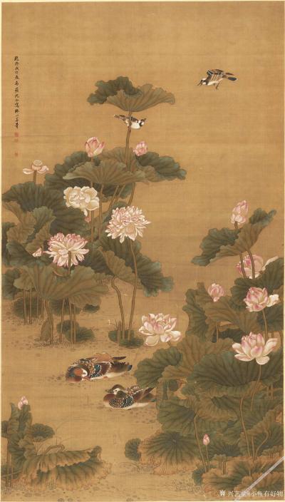 小鱼有好物日记-清-沈铨-松梅双鹤图-荷塘鸳鸯图【图2】