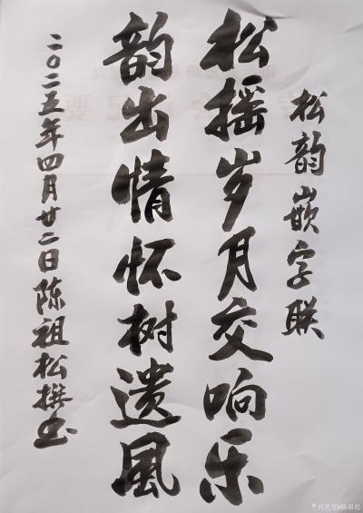 陈祖松日记-书法作品
松摇岁月交响乐；
韵出情怀树遗风。
    陈祖松为《松韵》书籍【图1】