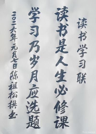 陈祖松日记-读书学习联
读书是人生必修课;
学习乃岁月应选题。
  ‌陈祖松“读书学习【图1】