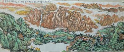 15114807236日记-宗玉魁老师小八尺国画山水作品，96*240，软片。【图1】