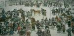于波日志-《关東大馬市》六尺横幅。
此作品反映了座落在东北吉林省公主【图1】