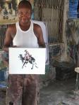叶仲桥藏宝-煮茶品画；在非洲买了这两张当地土著画家画的油画作品，并与他们【图5】