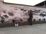 粟盛林藏宝-2月13日绘制完毕，8米江南水乡风情壁画，拍照留念。很辛苦，【图4】