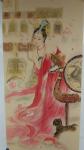 韩梅日志-人物工笔画《古典美女图》，红衣飘飘，肤若凝脂，曲线玲珑，回眸【图1】