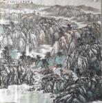 马海伟日志-国画《一湖清音半山云》，八尺斗方（124*124），马海伟【图1】