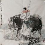 赵国毅日志-国画人物画系列之《草原牧马图》两幅。萧瑟的寒风，牧马的少女；【图2】