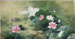 汪林日志-工笔花鸟画《荷塘双鹭》，完成（定制作品），尺寸180×97c【图2】
