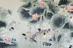 韩梅日志-工笔花鸟画《荷塘戏鸭图》完工，六尺整张，配整体图和局部图，供【图3】