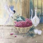 汪林日志-工笔花鸟画《有喜有酒》，新完成，尺寸60x60cm。喜欢可订【图2】