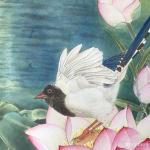 汪林日志-工笔花鸟画《荷花蓝鹊》，尺寸50x50cm，配局部图，敬请欣【图2】