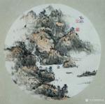 欧凯歌日志-近期国画山水画9張《翠岭飞瀑图》，《瀑舞云飞》《清江帆影》，【图5】