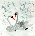 李牧日志-国画写意动物画鹅系列：《私语》，《天鹅湖》
  有梦想就有【图2】