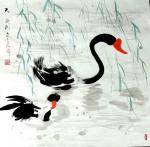 李牧日志-国画写意动物画鹅系列：《私语》，《天鹅湖》
  有梦想就有【图3】