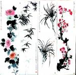 李牧日志-国画花鸟画《梅、兰、竹、菊》四条屏作品，4套，喜欢哪套？
【图2】