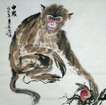 田光荣日志-国画四尺斗方《申猴》
上午别人的订单猴子又被抢，补单2幅。【图2】