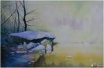 冯保民日志-水彩画新作，《宁静的湖畔》，四幅近似风格，表现宁静的大自然风【图2】