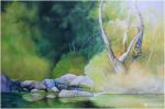 冯保民日志-水彩画新作，《宁静的湖畔》，四幅近似风格，表现宁静的大自然风【图3】