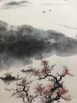 罗树辉日志-《乐道》，国画山水画，四尺斗方68x68cm，宁静的河水，悠【图4】