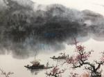 罗树辉日志-《乐道》，国画山水画，四尺斗方68x68cm，宁静的河水，悠【图5】