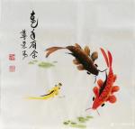李尊荣日志-国画花鸟画《连年有余》《一家亲》《鱼水情》，尺寸60x 60【图1】
